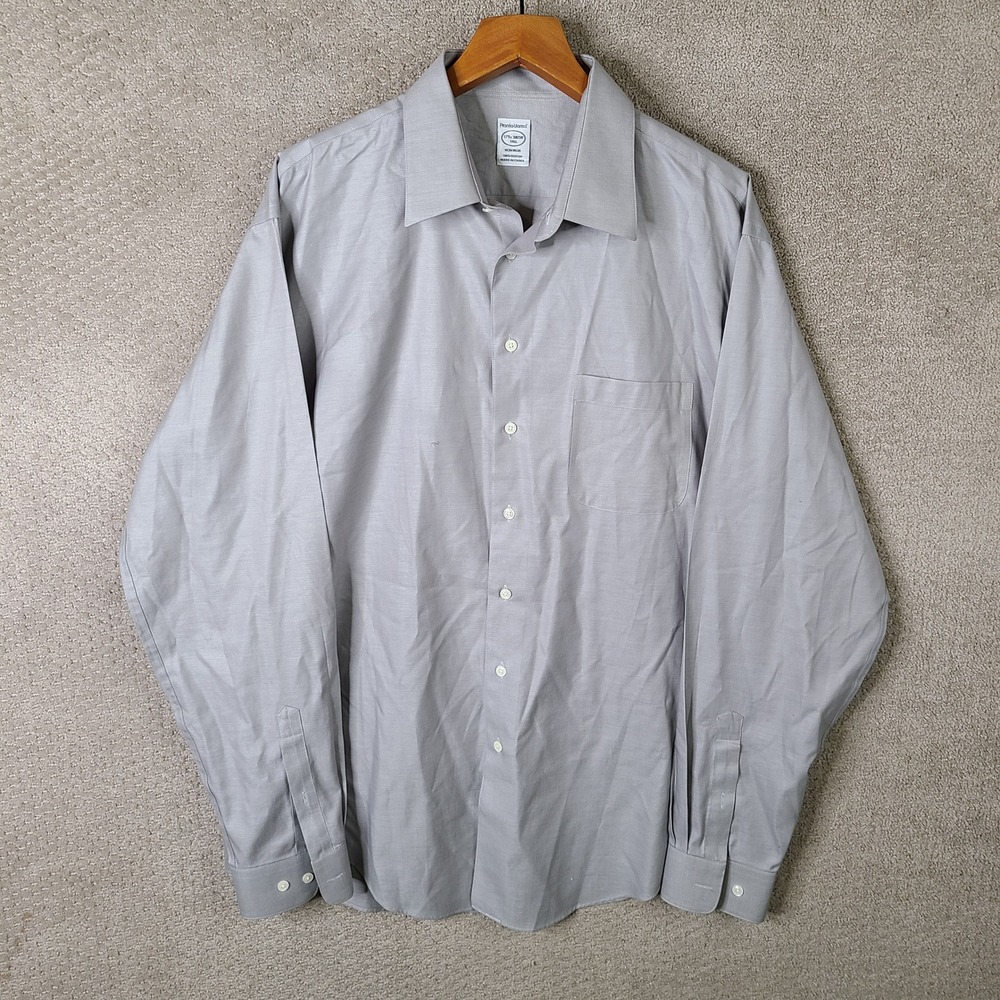 Pronto Uomo Shirt Mens 17.5 38/39 Tall Gray Button Down Cotton Non Iron Formal